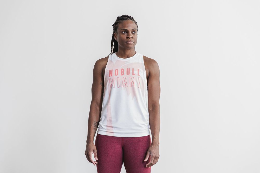 NOBULL Women's High-Neck (Miami Palm) Tank Tops - Coral Palm - Ireland (2748OLYHM)